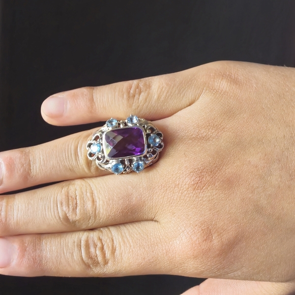 Nicky Butler Designer NB Sterling Silver 925 Purple Quartz Ring NWT Topaz Size 7 - Picture 9 of 9